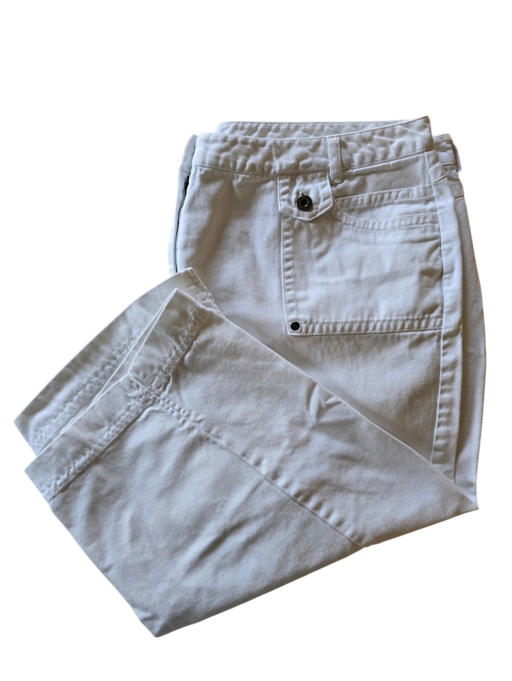 Crisp White Cotton Denim Capris, 20W